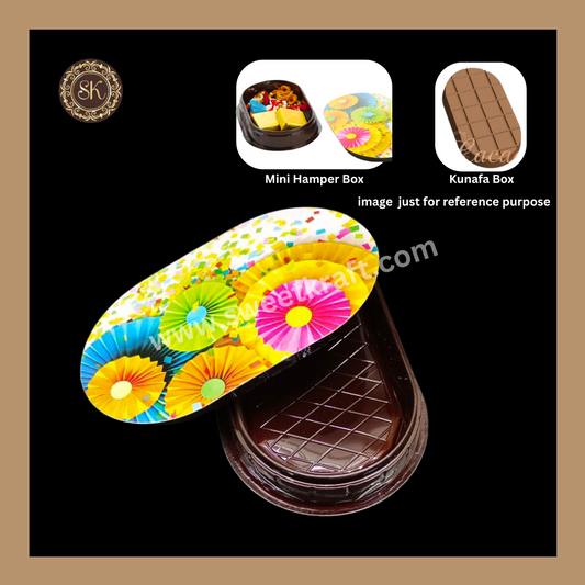 Bunty Box | Chocolate PVC  Box | Multi Colour Print Box | Gifting Box | Mini Hamper Box | Brown Colour Sweetkraft | Baking supplies