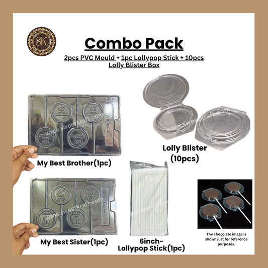 Lollipop Combo Pack | Lolly Blister Box | PVC Bar Mould | Loppipop Stick | Raksha Bandhan Mould Sweetkraft | Baking supplies