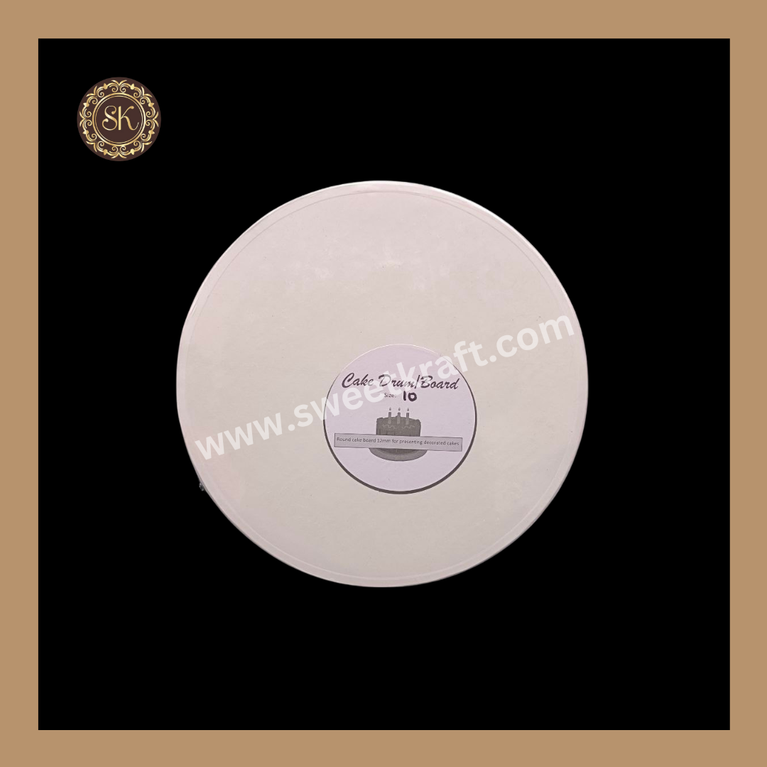 Cake Drum Board | Cake Base | Drum Board | Pastry Board | White-10inch (Pack of 1pc) Sweetkraft | Baking supplies
