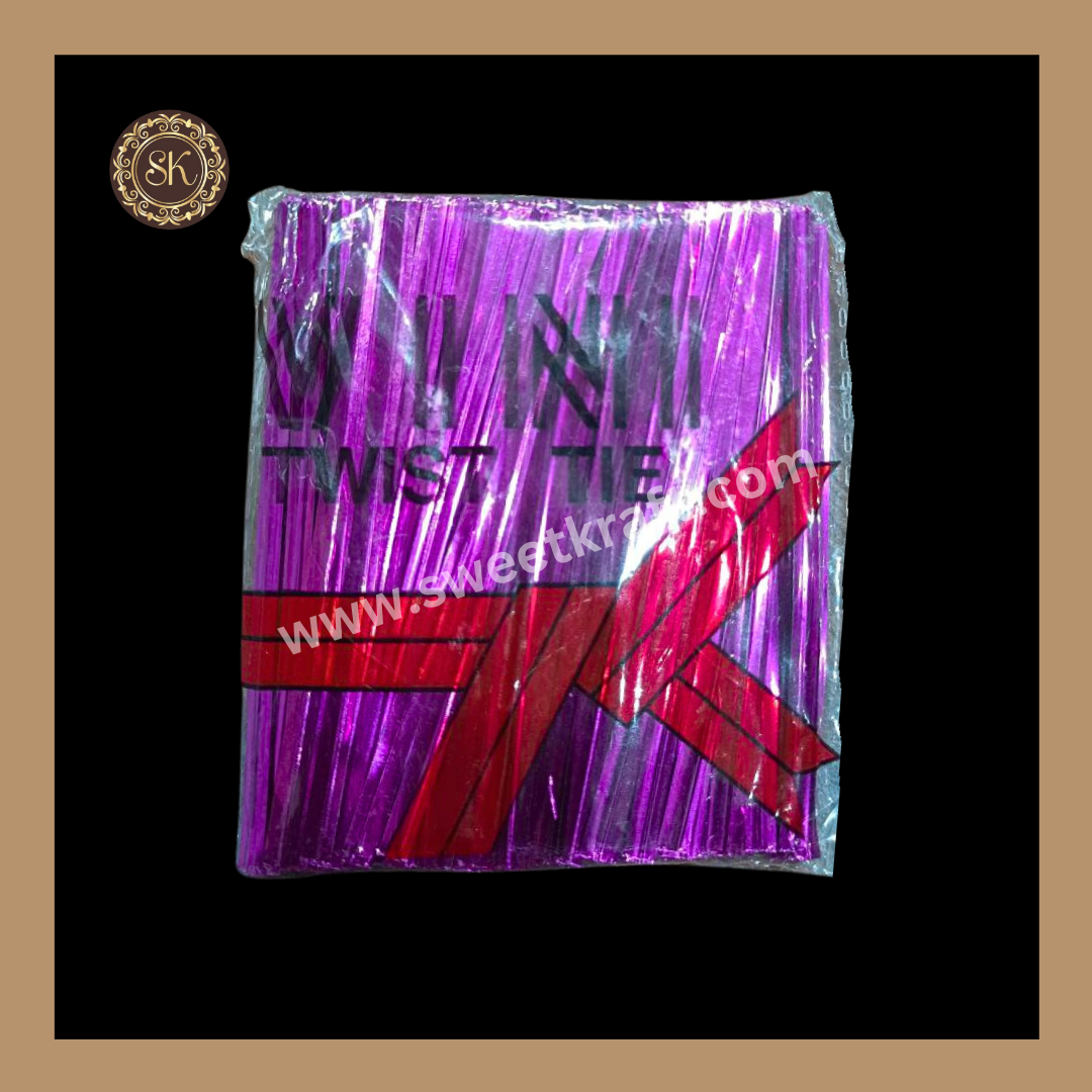 Twister Ties | Metallic Twist Ties | Metallic Twister Tie | Aluminium Twister Tie | Chocolate Twester - Pink Colour Sweetkraft | Baking supplies