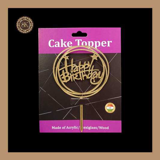 Happy Birthday Acrylic Cake Topper | Acrylic Cake Topper | Cake Topper | Pack of 5 - Golden Colour (T.No.059) Sweetkraft | Baking supplies