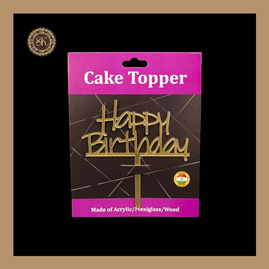 Happy Birthday Acrylic Cake Topper | Acrylic Cake Topper | Cake Topper | Pack of 5 - Golden Colour (T.No.062) Sweetkraft | Baking supplies