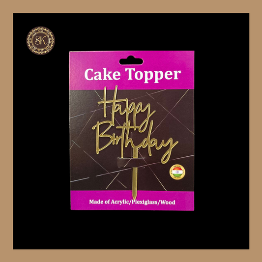 Happy Birthday Acrylic Cake Topper | Acrylic Cake Topper | Cake Topper | Pack of 5 - Golden Colour (T.No.063) Sweetkraft | Baking supplies