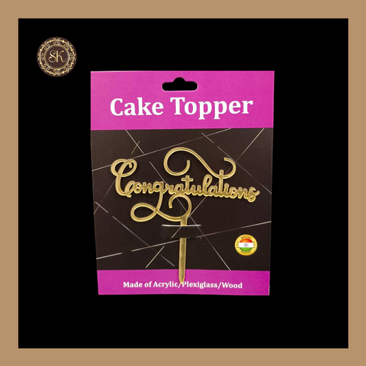 Congratulations Acrylic Cake Topper | Acrylic Cake Topper | Cake Topper | Pack of 5 - Golden Colour (T.No.066) Sweetkraft | Baking supplies