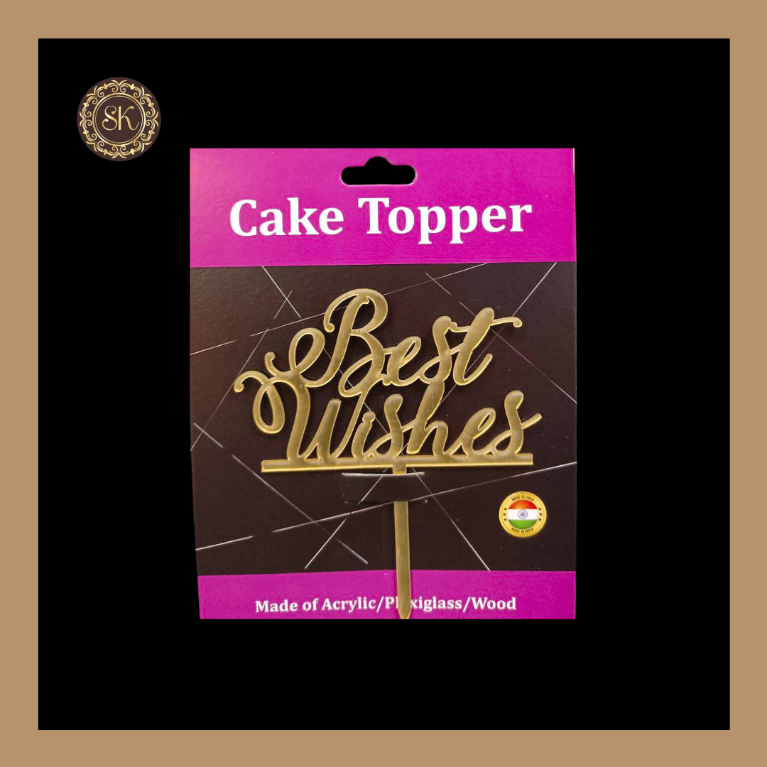 Best Wishes Acrylic Cake Topper | Acrylic Cake Topper | Cake Topper | Pack of 5 - Golden Colour (T.No.067) Sweetkraft | Baking supplies