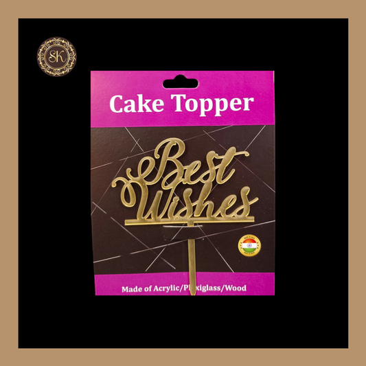 Best Wishes Acrylic Cake Topper | Acrylic Cake Topper | Cake Topper | Pack of 5 - Golden Colour (T.No.067) Sweetkraft | Baking supplies