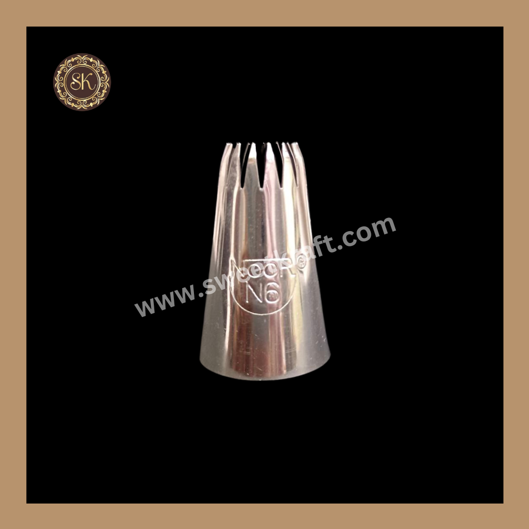 Noor-N6 Icing Nozzle | Stainless Steel Nozzle | Tool | Reusable & Washable | Cake Decor Sweetkraft | Baking supplies