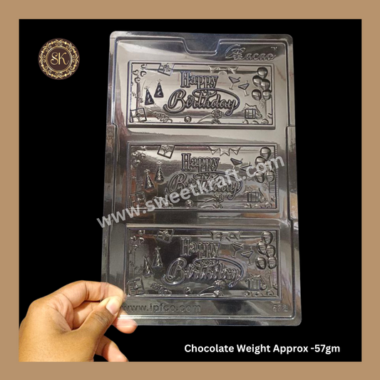 Plastic Chocolate Mould | Happy Birthday Mold | Cacao Mould | Bar Mould | PVC Plastic Mould | Plastic Molds (PM-379) Sweetkraft | Baking supplies