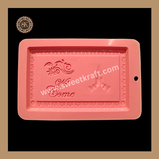 Silicon Chocolate Mould | Diwali Silicone Mould | Wel Come Bar Silicone Mould | Pink | Pack Of 1pc (CSM-028) Sweetkraft | Baking supplies