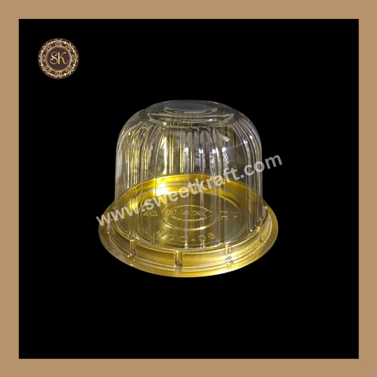 Round PVC Pastry Container | Round Pastry Cake Box |  Bento Cake Box | Silgle Modak Box | Golden- With Lid (MDC-06) Sweetkraft | Baking supplies