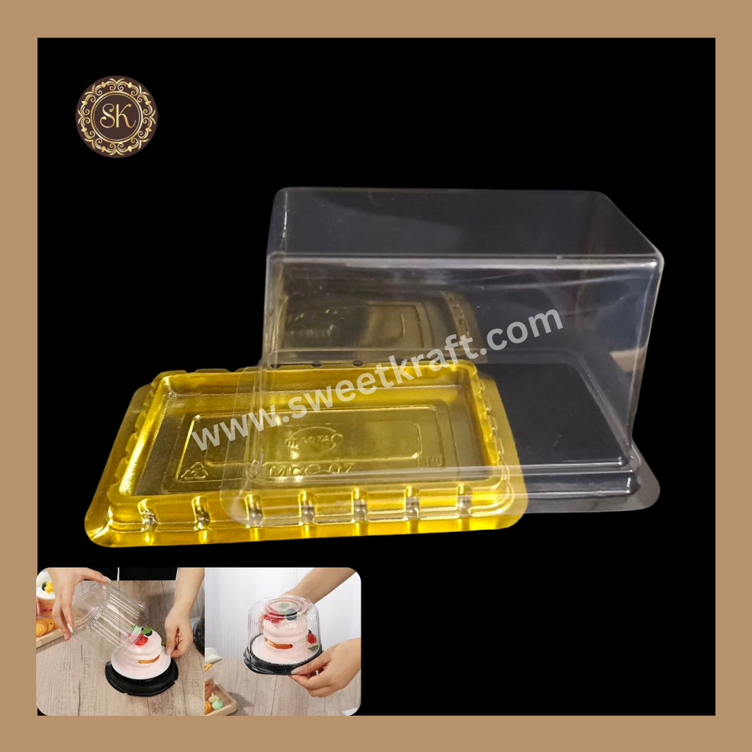 Rectangle PVC Pastry Container | Round Pastry Cake Box |  Bento Cake Box | Silgle Modak Box | Blck- With Lid (MDC-07) Sweetkraft | Baking supplies