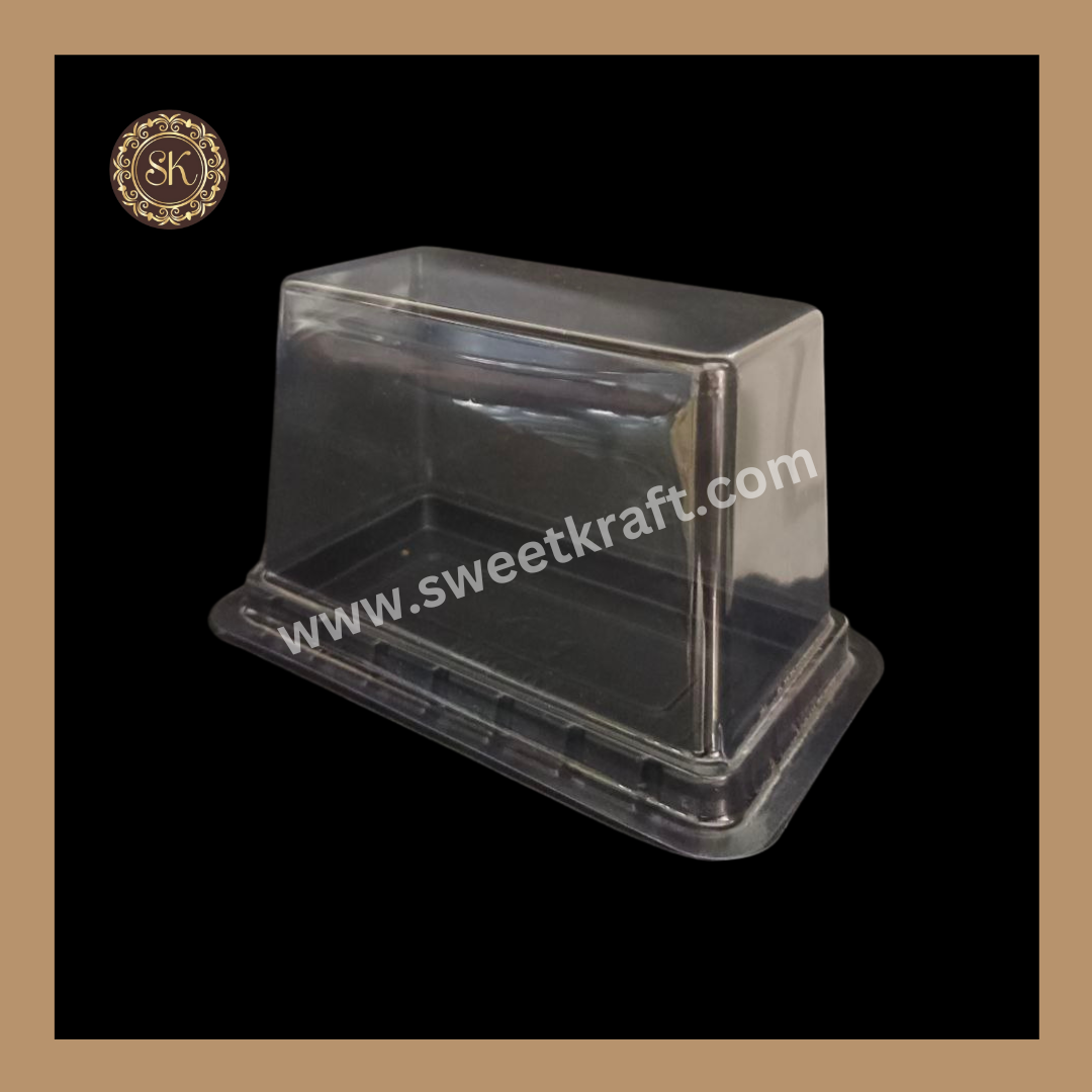 Rectangle PVC Pastry Container | Round Pastry Cake Box |  Bento Cake Box | Black- With Lid (MDC-07) Sweetkraft | Baking supplies