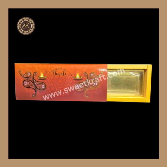 12 Partition Diwali Box | Mithai Box | Happy Diwali | Golden Cavity Box | Chocolate Box | Gift Box | Yellow Colour - (With Cavity & Lid Cover)