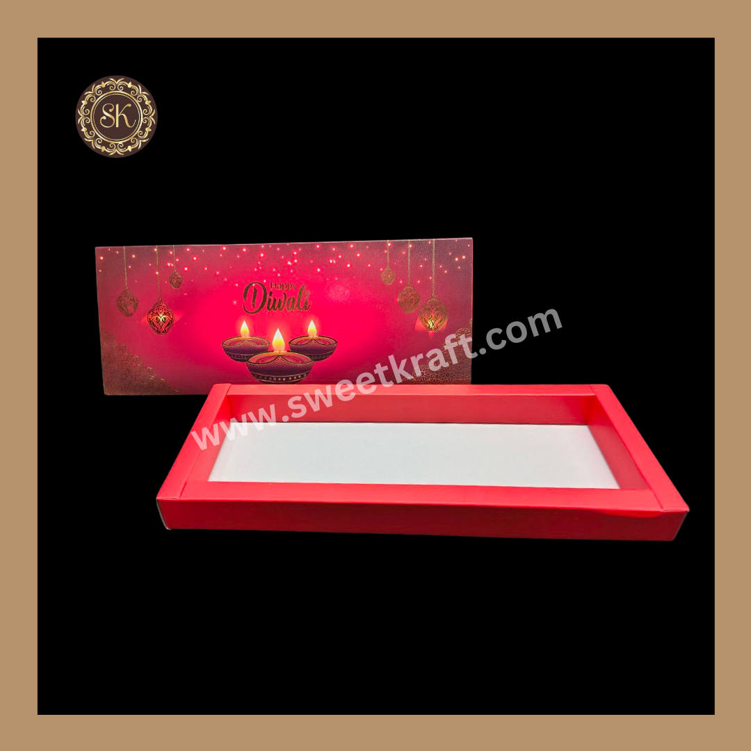 12 Cavity Diwali Box | Mithai Box | Happy Diwali | Golden Cavity Box | Chocolate Box | Gift Box | Red Colour - (Only Box)