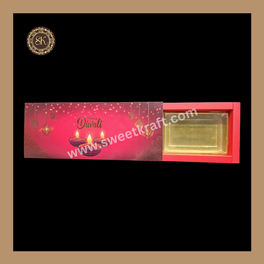 12 Partition Diwali Box | Mithai Box | Happy Diwali | Golden Cavity Box | Chocolate Box | Gift Box | Red Colour - (With Cavity & Lid Cover)