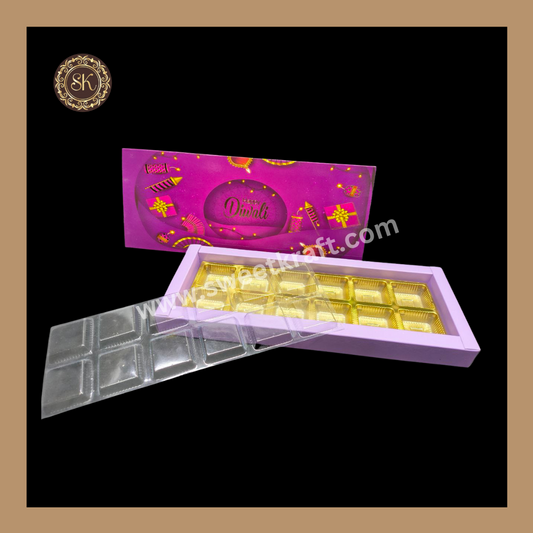 12 Cavity Diwali Box | Mithai Box | Happy Diwali | Golden Cavity Box | Chocolate Box | Gift Box | Purple Colour - (With Cavity & Lid Cover)