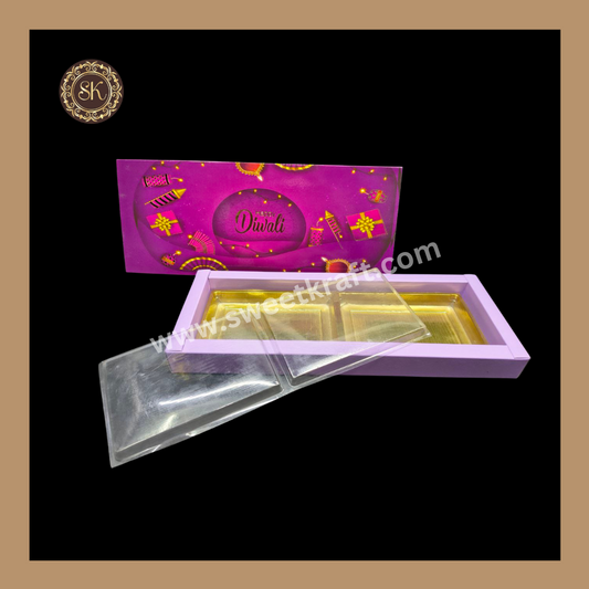 12 Partition Diwali Box | Mithai Box | Happy Diwali | Golden Cavity Box | Chocolate Box | Gift Box | Red Colour - (With Cavity & Lid Cover)
