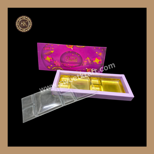 12 DC Diwali Box | Mithai Box | Happy Diwali | Golden Cavity Box | Chocolate Box | Gift Box | Purple Colour - (With Cavity & Lid Cover)