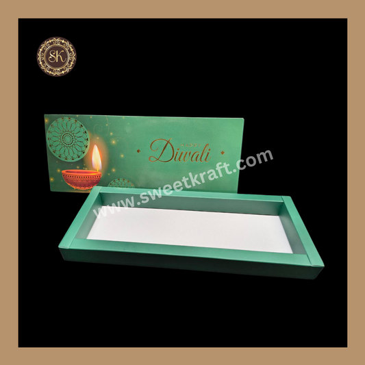 12 Cavity Diwali Box | Mithai Box | Happy Diwali | Golden Cavity Box | Chocolate Box | Gift Box | Green Colour - (Only Box)