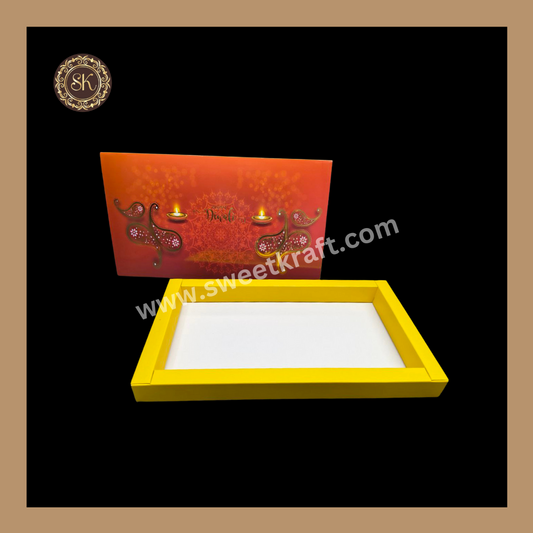 18 Cavity Diwali Box | Golden Cavity | Chocolate Box | Gift Box | Mithai Box | Yellow- (Only Box)
