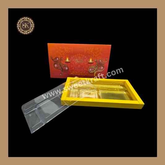 18 Pataka Diwali Box | Mithai Box | Happy Diwali | Golden Cavity Box | Chocolate Box | Gift Box | Yellow Colour -  (With Cavity Lid Cover)