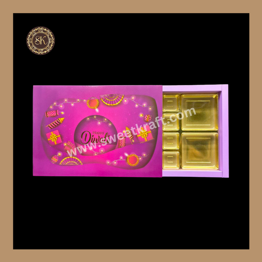 24 DC Diwali Box | Golden Cavity | Chocolate Box | Gift Box | Mithai Box | Purple- (With Cavity Lid Cover)