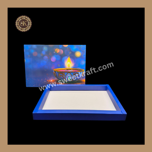 24 Cavity Diwali Box | Golden Cavity | Chocolate Box | Gift Box | Mithai Box | Blue- (Only Box)