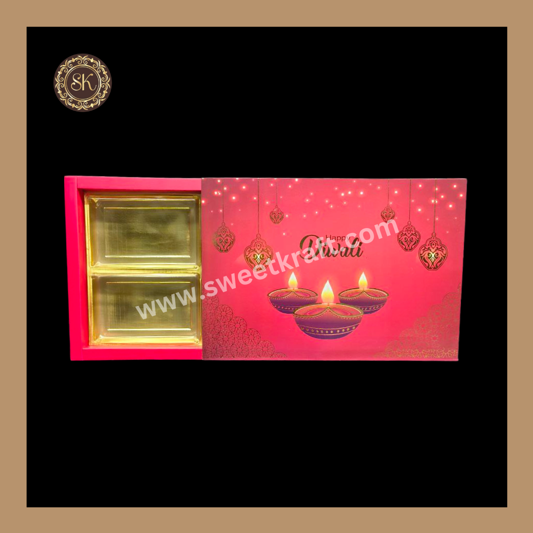 24 Partition Diwali Box | Golden Cavity | Chocolate Box | Gift Box | Mithai Box | Red- (With Cavity Lid Cover)