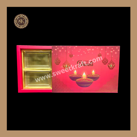 24 Partition Diwali Box | Golden Cavity | Chocolate Box | Gift Box | Mithai Box | Red- (With Cavity Lid Cover)