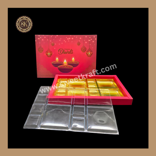 24 DC Diwali Box | Golden Cavity | Chocolate Box | Gift Box | Mithai Box | Red- (With Cavity Lid Cover)