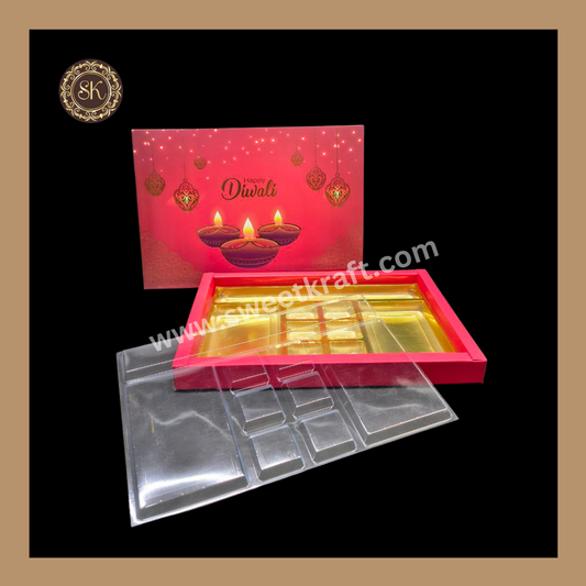 24 Pataka Diwali Box | Golden Cavity | Chocolate Box | Gift Box | Mithai Box | Red- (With Cavity Lid Cover)