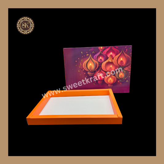 24 Cavity Diwali Box | Golden Cavity | Chocolate Box | Gift Box | Mithai Box | Orange- (Only Box)