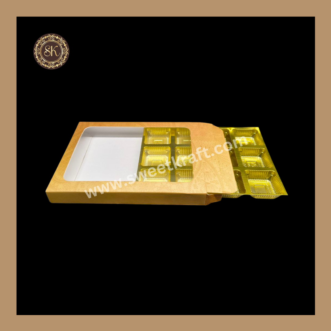 12 Cavity Box | Diwali Greeting Box | 12 Cavity | Golden Cavity | Chocolate Box | Gift Box | Mithai Box | Brown- (With Cavity Tray)