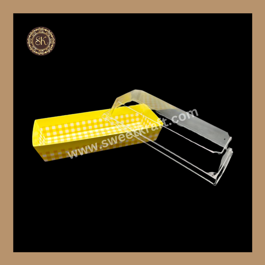 Printed Direct Bakeable Mould With Lid | Direct Bakeable Plum Cake Mould With Lid |  Cake Mould With Lid | Rectangle Shape | Yellow - Pack of 10pcs