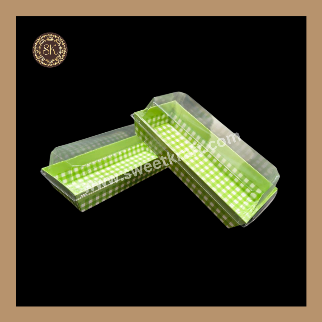 Printed Direct Bakeable Mould With Lid | Direct Bakeable Plum Cake Mould With Lid | Cake Mould With Lid | Rectangle Shape | Green - Pack of 10pcs