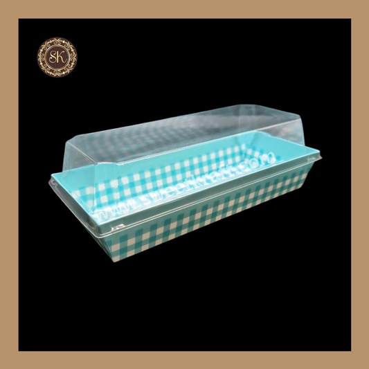 Printed Direct Bakeable Mould With Lid | Direct Bakeable Plum Cake Mould With Lid | Cake Mould With Lid | Rectangle Shape | Blue - Pack of 10pcs