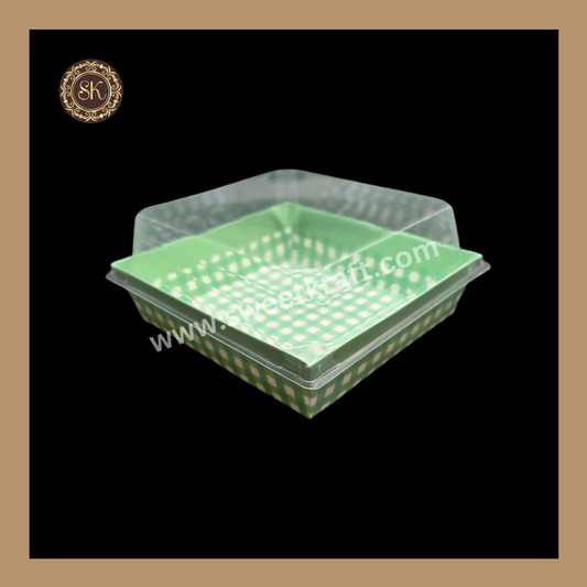 Printed Direct Bakeable Mould With Lid | Direct Bakeable Plum Cake Mould With Lid | Cake Mould With Lid | Square Shape | Ocean Blue - Pack of 10pcs
