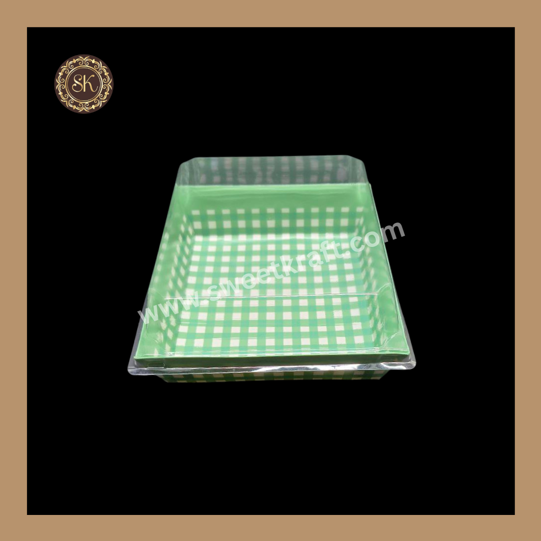 Printed Direct Bakeable Mould With Lid | Direct Bakeable Plum Cake Mould With Lid | Cake Mould With Lid | Square Shape | Ocean Blue - Pack of 10pcs