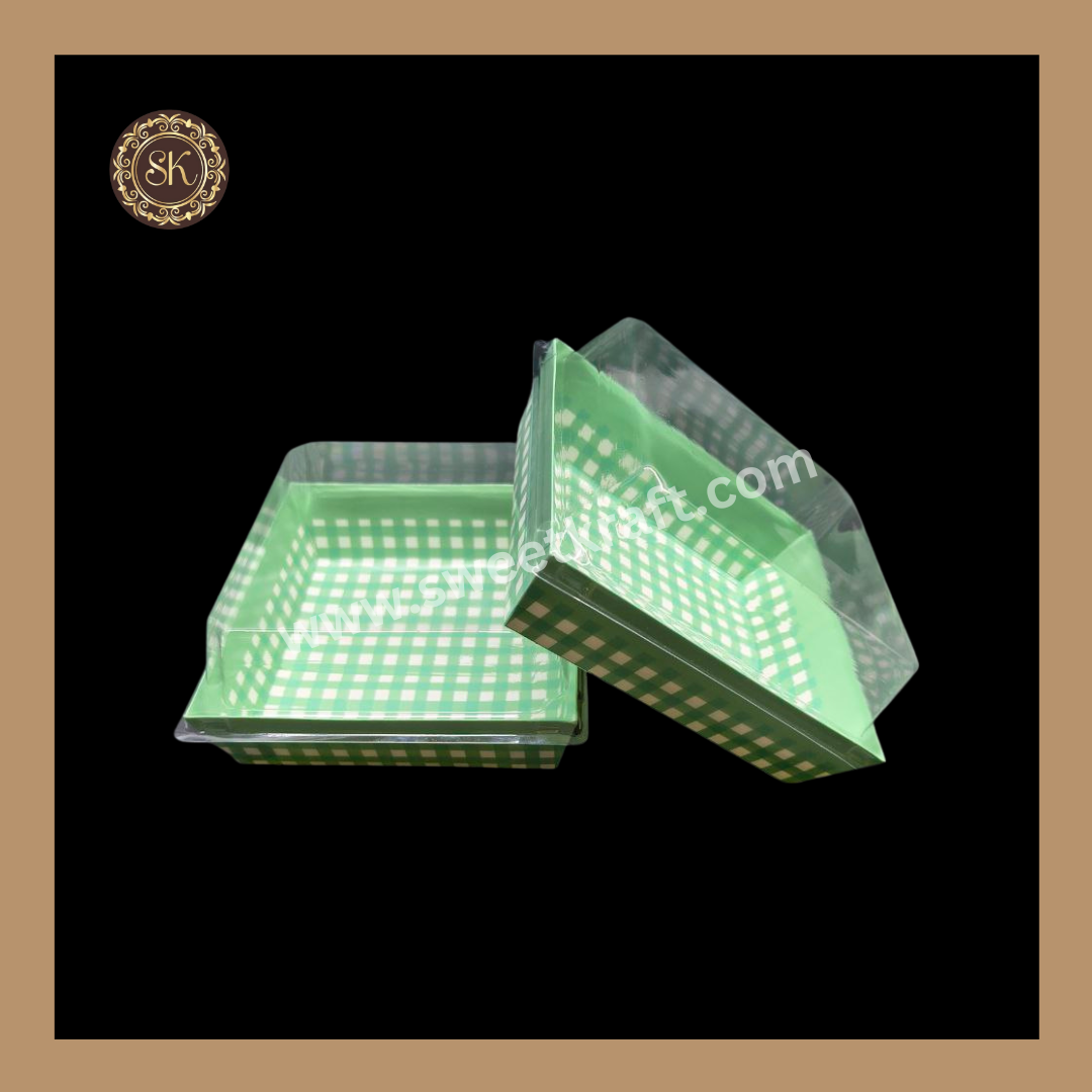 Printed Direct Bakeable Mould With Lid | Direct Bakeable Plum Cake Mould With Lid | Cake Mould With Lid | Square Shape | Ocean Blue - Pack of 10pcs