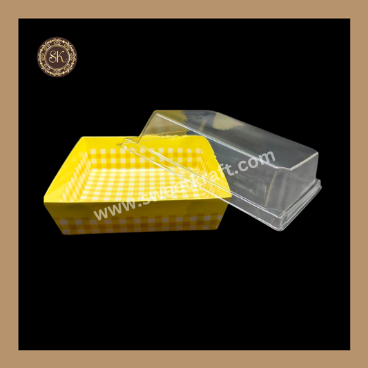 Printed Direct Bakeable Mould With Lid | Direct Bakeable Plum Cake Mould With Lid | Cake Mould With Lid | Square Shape | Yellow - Pack of 10pcs