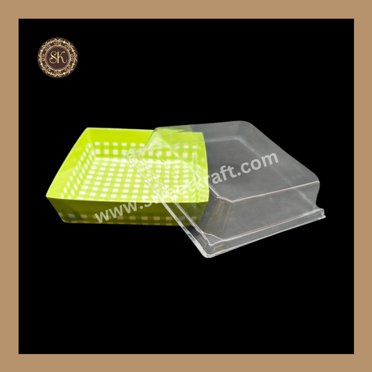 Printed Direct Bakeable Mould With Lid | Direct Bakeable Plum Cake Mould With Lid | Cake Mould With Lid | Square Shape | Green - Pack of 10pcs
