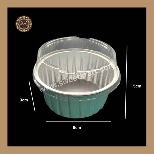 Round Foil Container | Dessert Foil Containers | Alunimium Foil Container With Lid Cover | Color - Tiffany Blue | Pack Of -10pcs, 50pcs & 100pcs