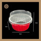 Round Foil Container | Dessert Foil Containers | Alunimium Foil Container With Lid Cover | Color - Red | Pack Of -10pcs, 50pcs & 100pcs