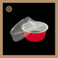 Round Foil Container | Dessert Foil Containers | Alunimium Foil Container With Lid Cover | Color - Red | Pack Of -10pcs, 50pcs & 100pcs