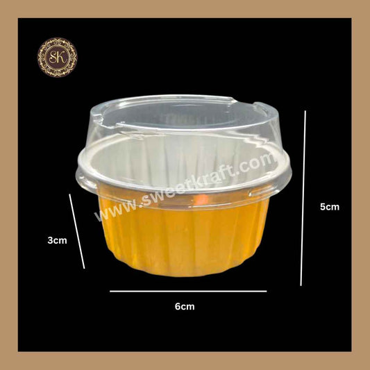 Round Foil Container | Dessert Foil Containers | Alunimium Foil Container With Lid Cover | Color - Golden| Pack Of -10pcs, 50pcs & 100pcs