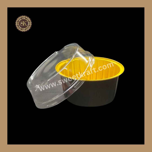 Round Foil Container | Dessert Foil Containers | Alunimium Foil Container With Lid Cover | Color - Black | Pack Of -10pcs, 50pcs & 100pcs