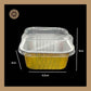 Square Foil Container | Brownie Container | Dessert Foil Containers | Alunimium Foil Container With Lid Cover | Color - Golden | Pack Of -10pcs, 50pcs & 100pcs
