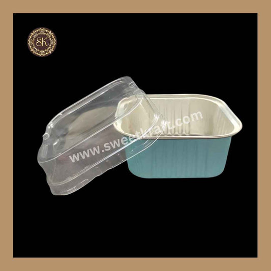Square Foil Container | Brownie Container | Dessert Foil Containers | Alunimium Foil Container With Lid Cover | Color - Blue | Pack Of -10pcs, 50pcs & 100pcs