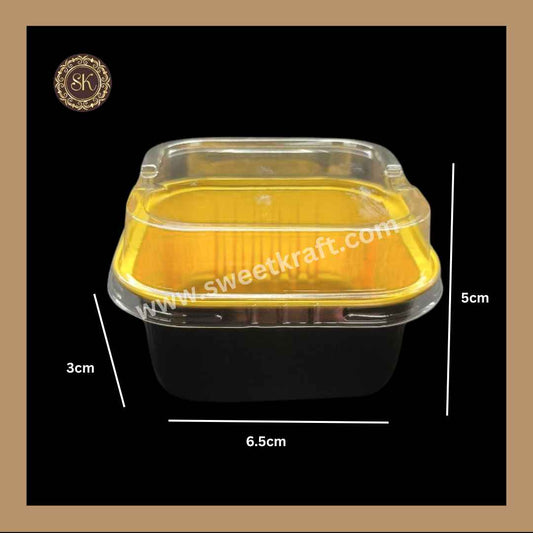 Square Foil Container | Brownie Container | Dessert Foil Containers | Alunimium Foil Container With Lid Cover | Color - Black | Pack Of -10pcs, 50pcs & 100pcs