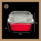 Square Foil Container | Brownie Container | Dessert Foil Containers | Alunimium Foil Container With Lid Cover | Color - Red | Pack Of -10pcs, 50pcs & 100pcs